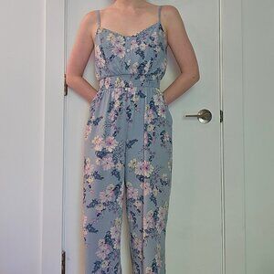 Cute light blue floral jumpsuit